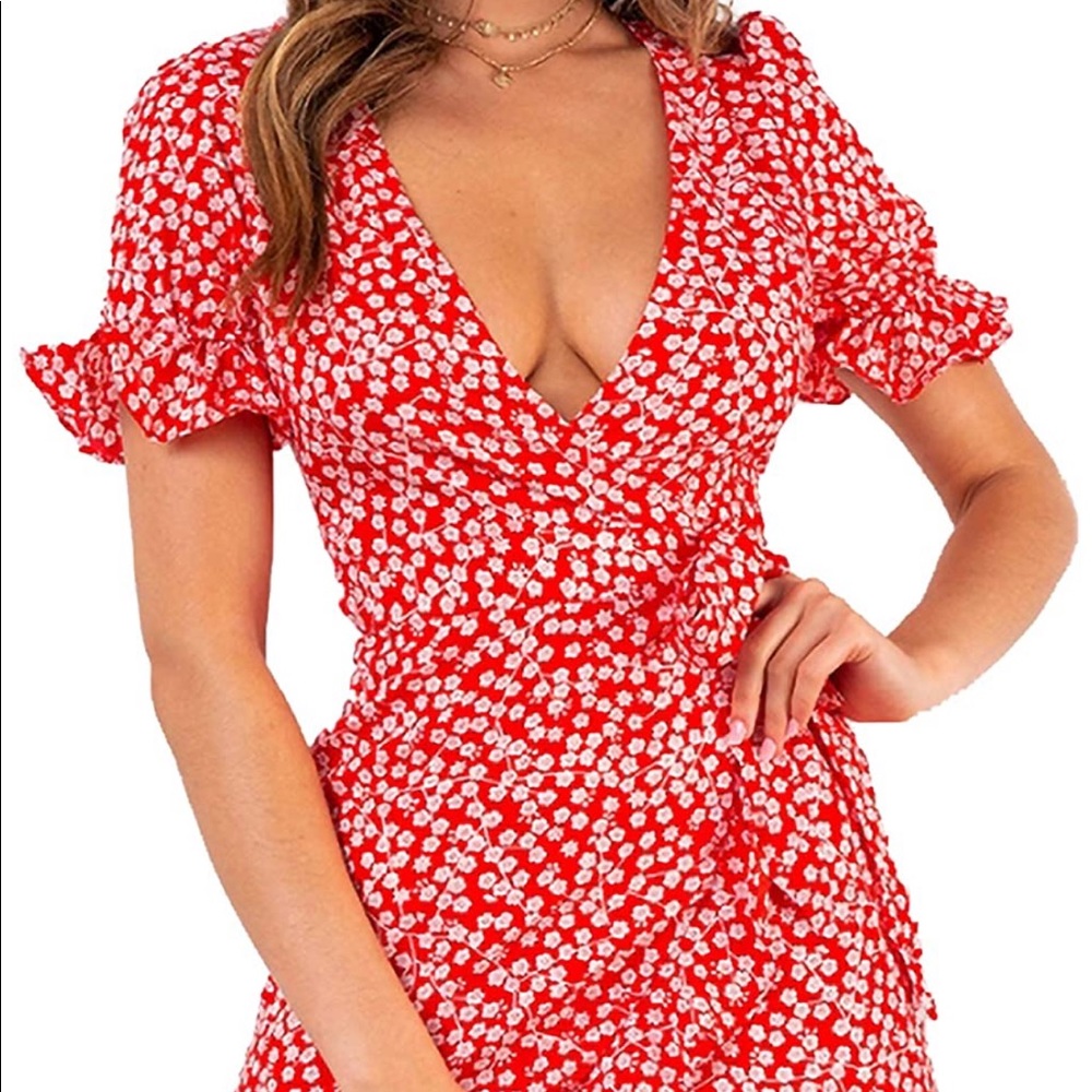 Red floral dress
